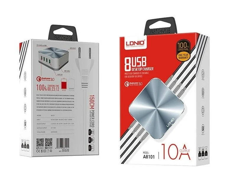Сетевое зарядное устройство LDNIO A8101 50 Вт рассрочка