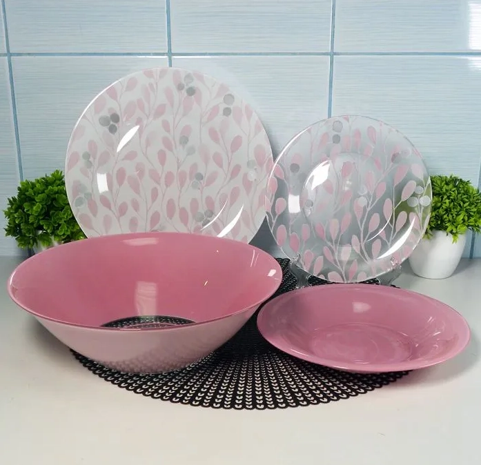 Luminarc Fujoyna White & Pink 46 ta element Stol servisi (Q9723) arzon