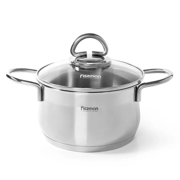 Кастрюля Fissman MONICA 6,1 л со стеклянной крышкой (нерж. сталь) купить
