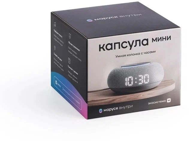 VK Kapsula Mini Marusya ovozli yordamchiga ega kulrang aqlli kolonkasi yetkazib berish