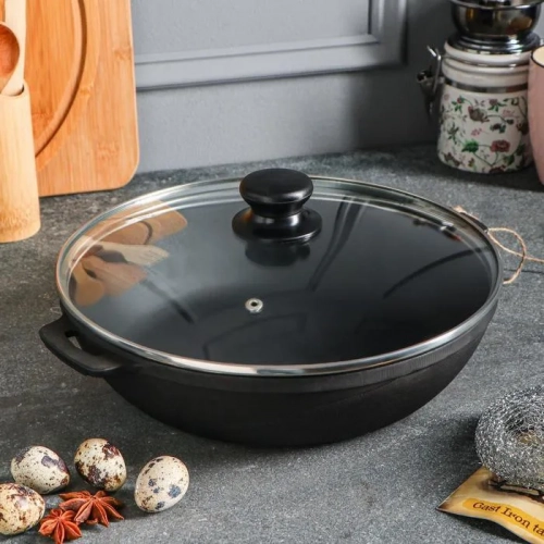 Чугунная кастрюля-жаровня со стеклянной крышкой Maysternya 20/4 см Т1011С3 купить