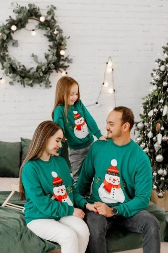 Детский свитшот Ertex "Снеговик" Зеленый (XS 9-14 лет) купить