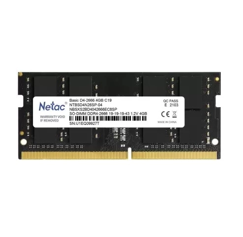 Оперативная память Netac DDR4 SO-DIMM 4Gb 2666MHz купить