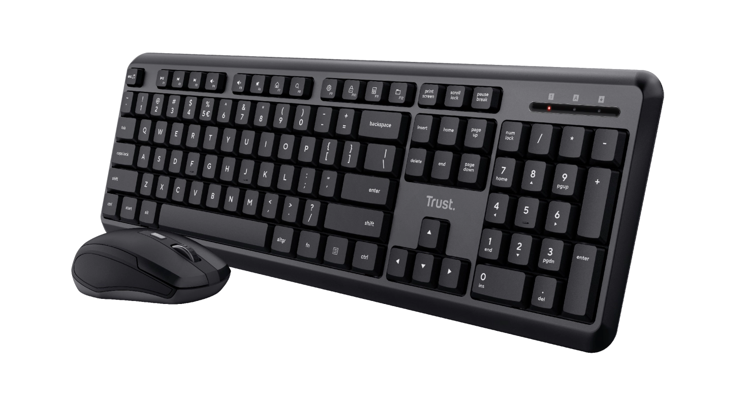 Trust Combo Ody Silent WL RU Qora klaviatura va sichqonchasi arzon