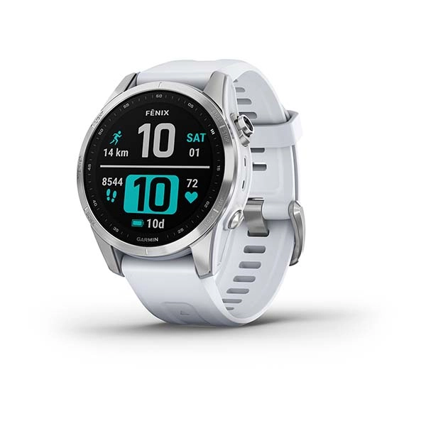 Garmin FENIX 7S oq-kumush rangli silikon tasmali smart-soati sotib olish