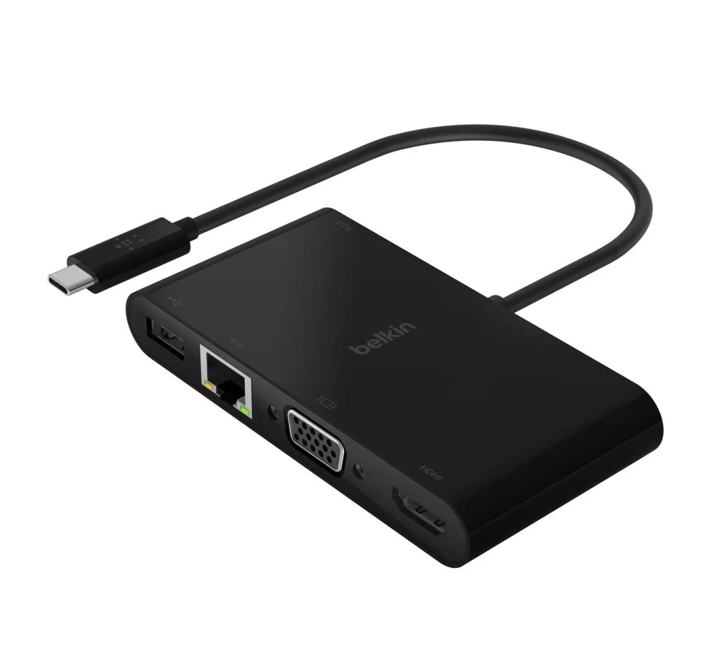 Адаптер Belkin USB-C (GB-ethernet HDMI VGA USB-A 3.0) черный (AVC004btBK) купить