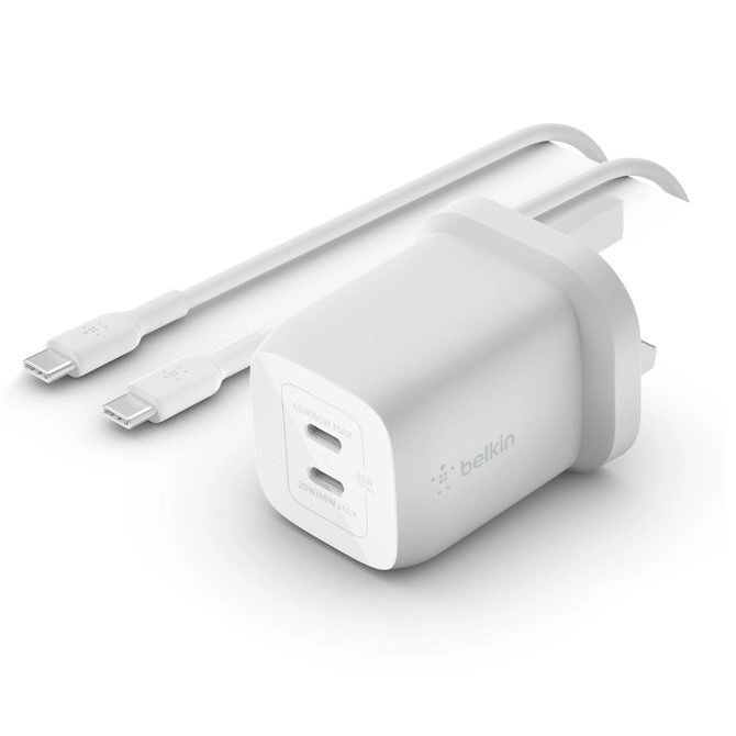 Belkin Home Charger 65W GAN PD PPS Dual USB-C - USB-C 2m tarmoq zaryadlovchi sotib olish