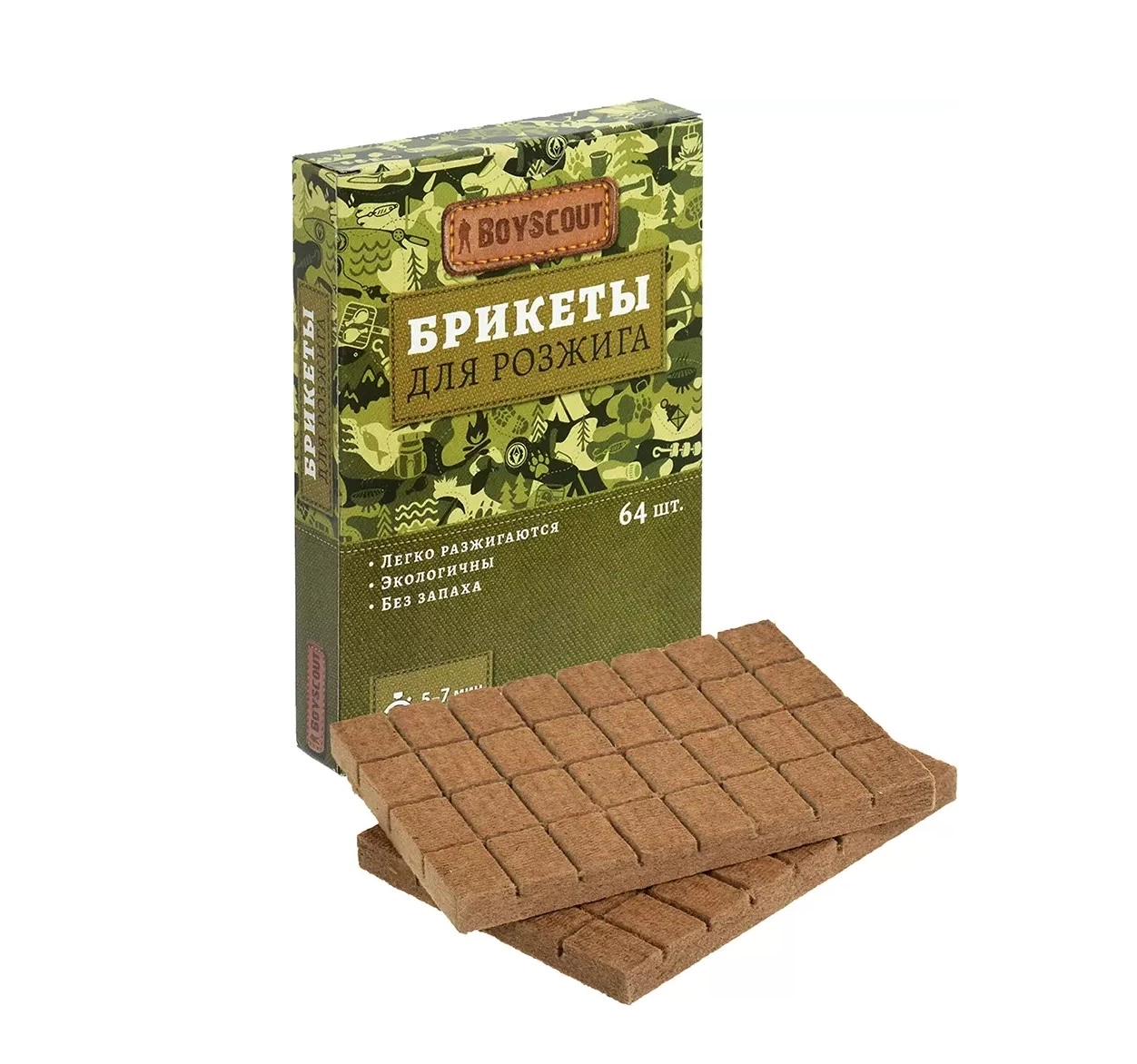 BoyScout mangal, barbekyu, kamin va pechlarni yoqish uchun briketlar, 64 dona sotib olish