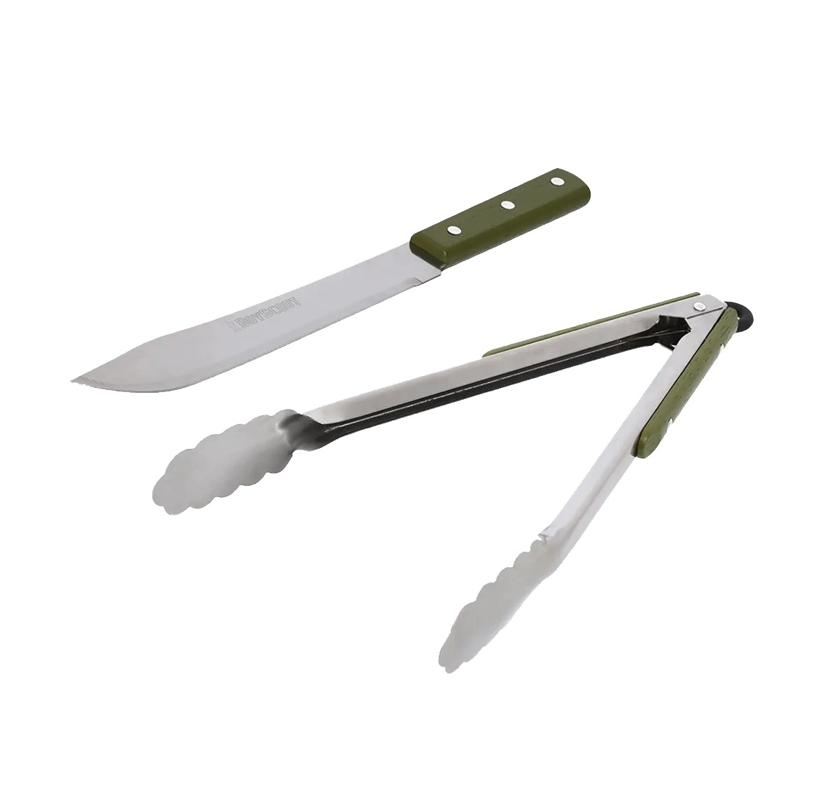 BoyScout gril, barbekyu, mangal uchun oshxona to'plami (zanglamaydigan po'latdan yasalgan pichoq va qisqichlar) sotib olish