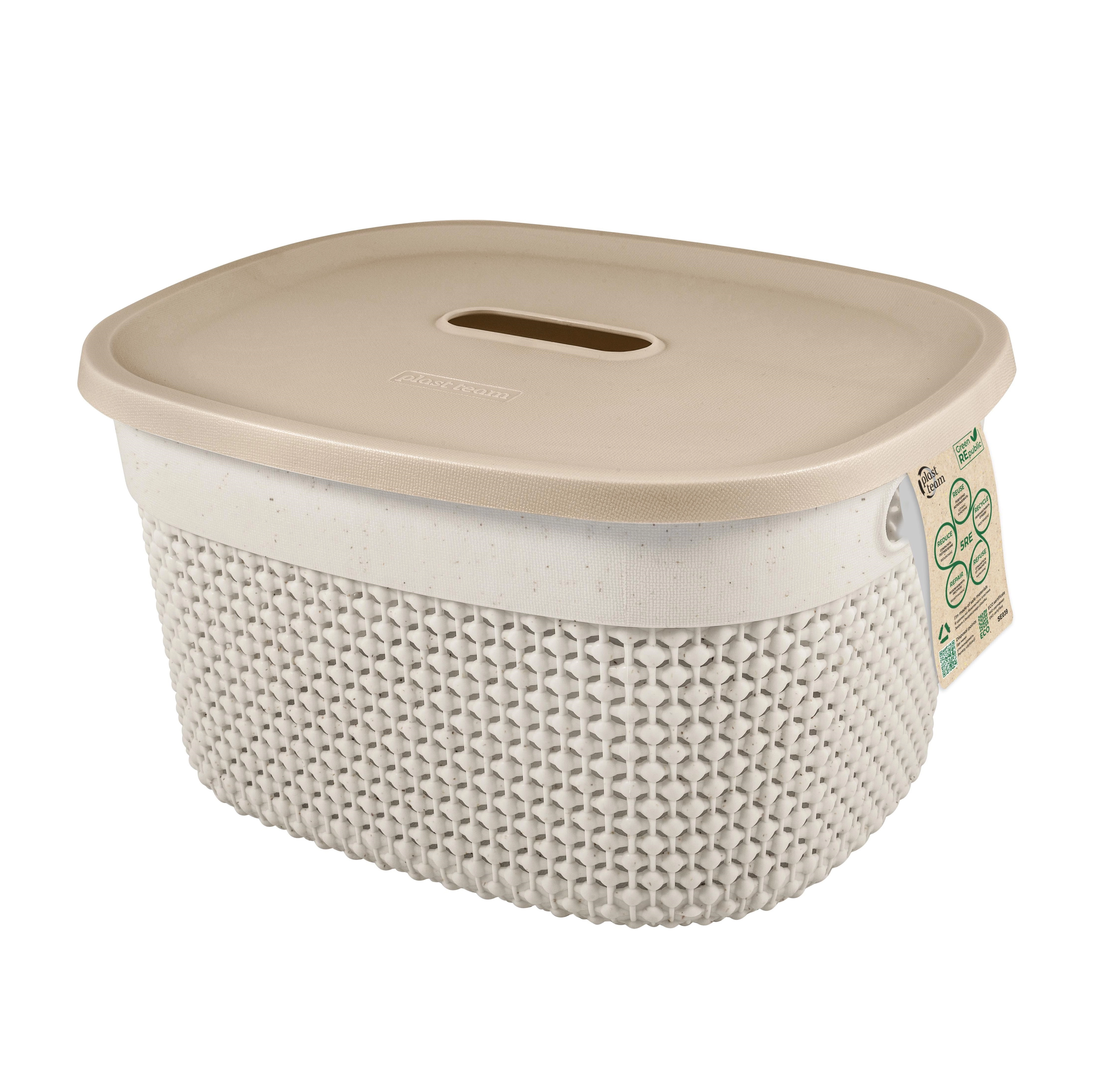 Корзина для хранения Plast Team Green Republic, с крышкой и ручками, 6л лен sotib olish