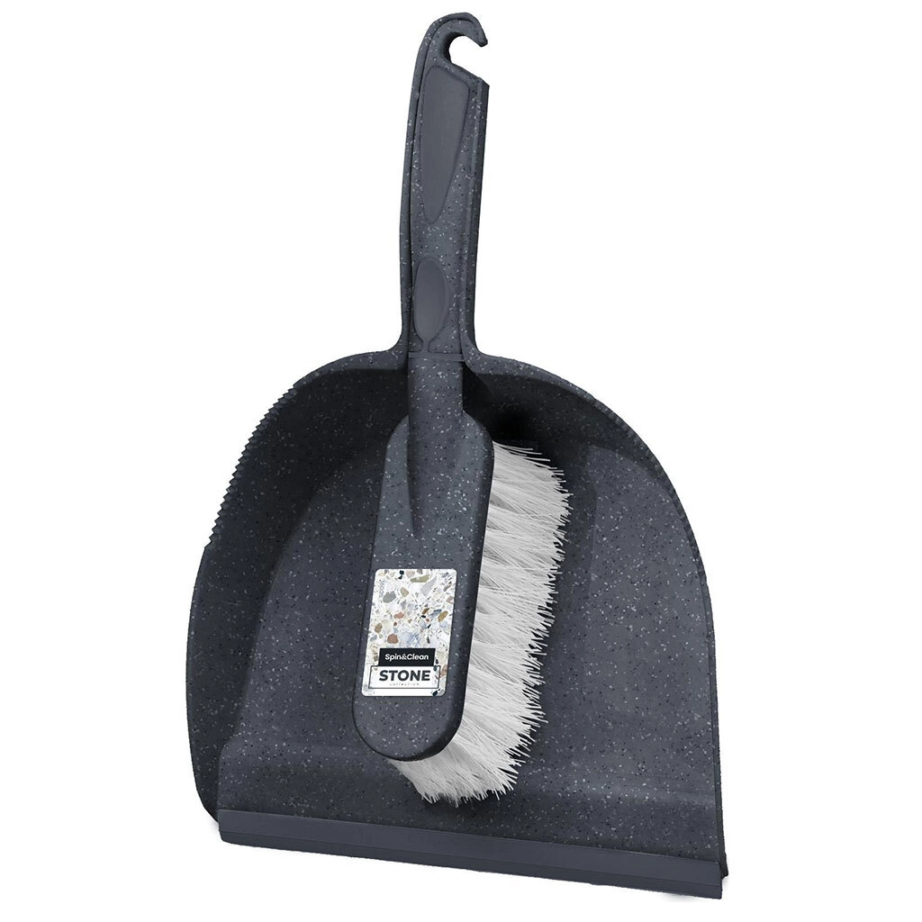 Щетка-сметка Spin&Clean Stone с совком темный камень sotib olish