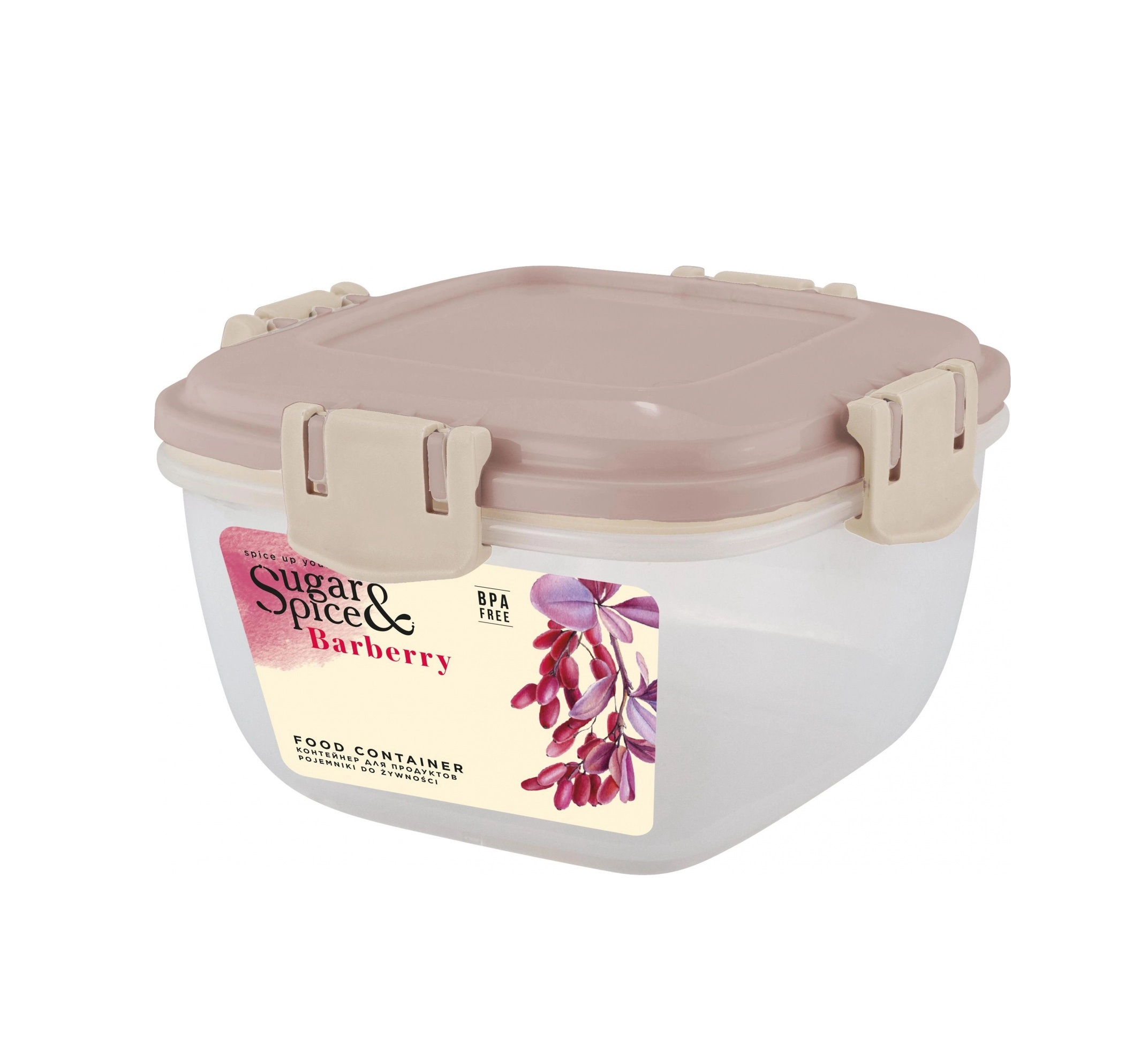 Sugar&Spice Barberry oziq-ovqat mahsulotlari uchun konteyner, qulfli, germetik, 0,35 litrli, to&lsquo;rtburchak shaklli, 120x120x70 o&lsquo;lchamli, latte rangli sotib olish