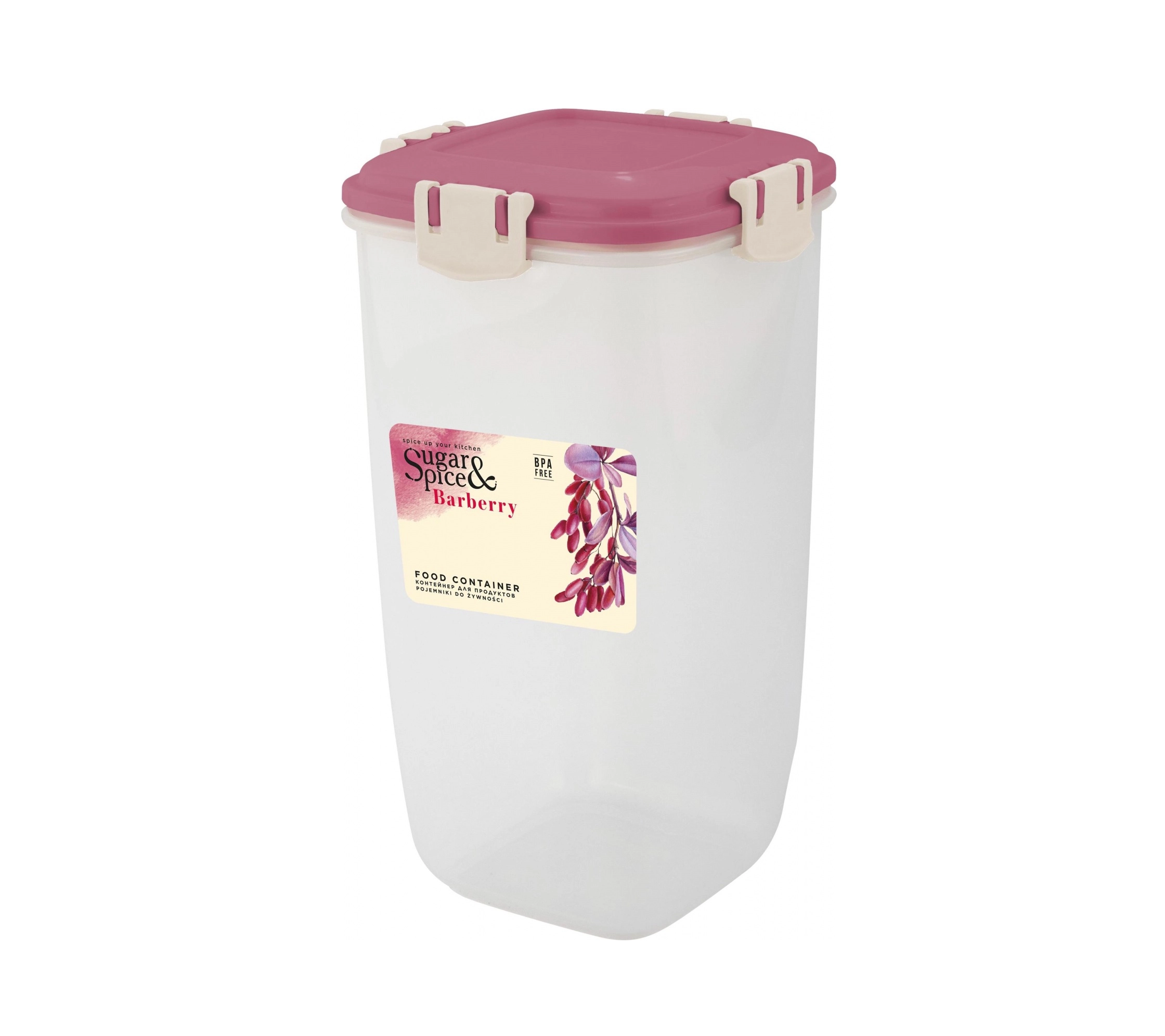 Sugar&Spice Barberry mahsulotlar uchun konteyner, qulfli, germetik, 1,5 litrlik, baland, brusnika (qizil meva) sotib olish