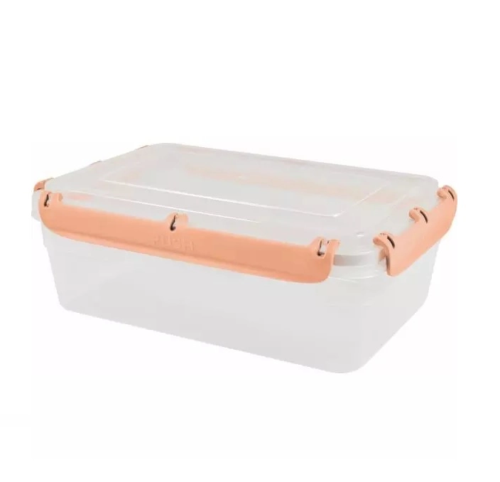 Контейнер для продуктов Plast Team BERGEN, с защелками и силиконовой вставкой, 2,6л персиковая карамель купить