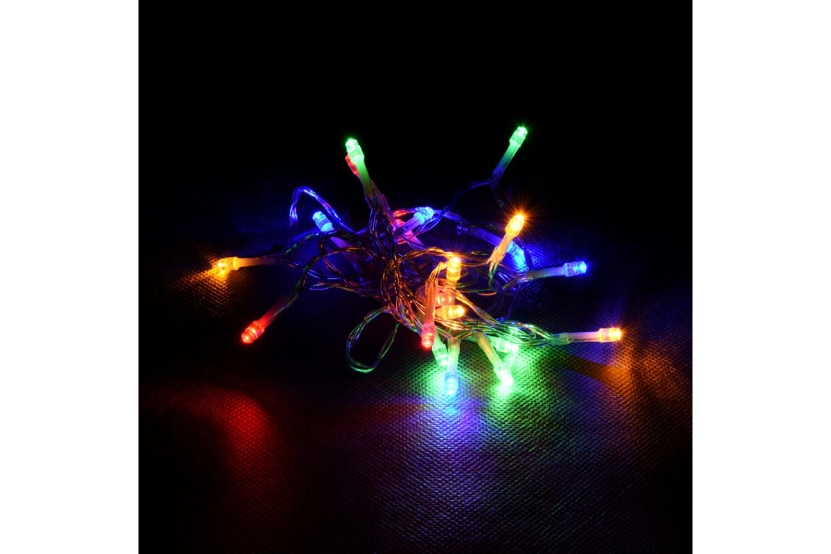 Гирлянда Vegas нить 20 разноцветных LED ламп прозрачный провод дисплей-бокс купить