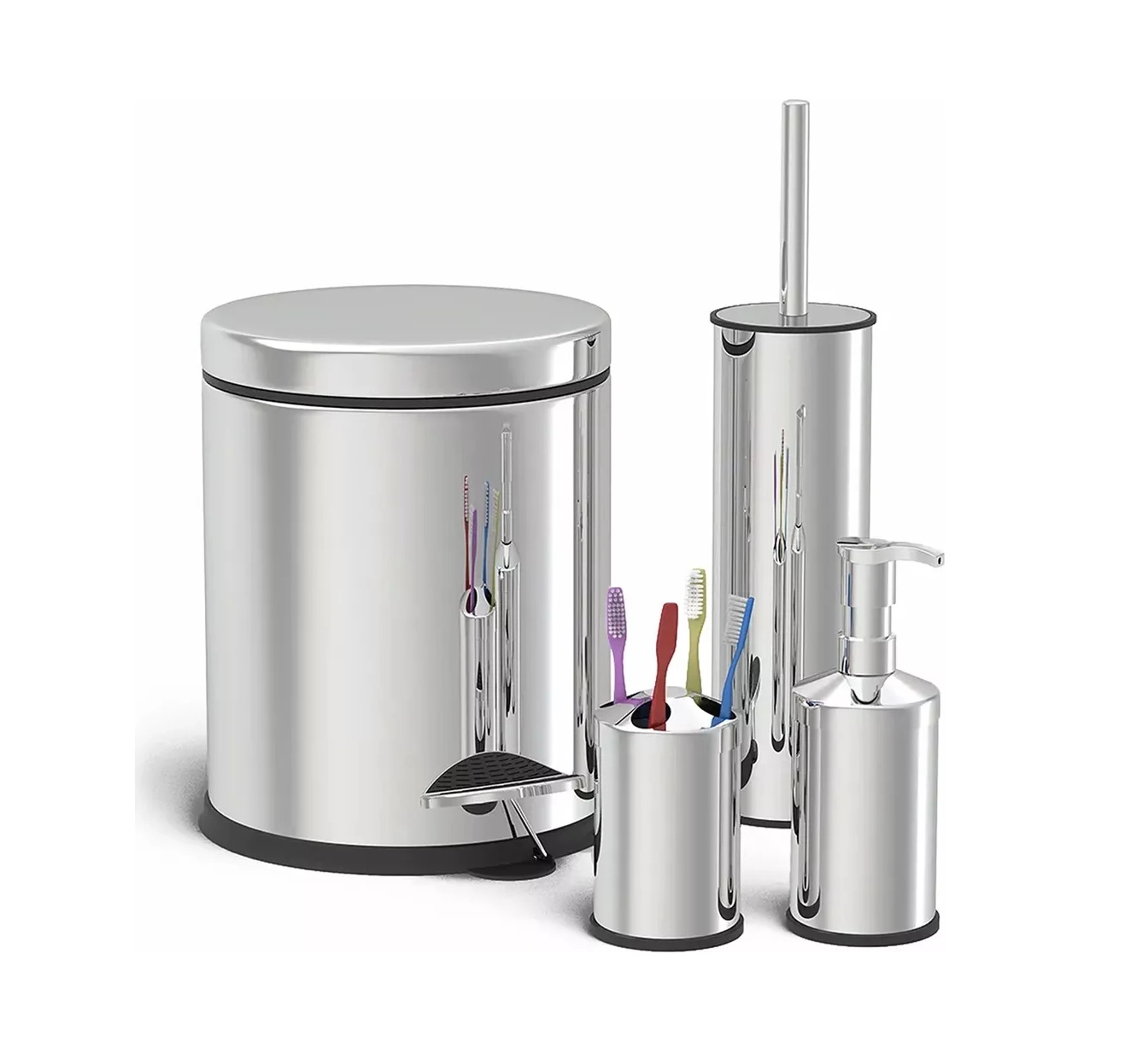 Набор для ванной и туалета, 4 предмета Perilla FOUR BATHROOM SET хром купить