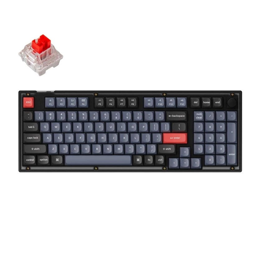 Клавиатура Keychron V5 100Key, K Pro Red, Hot-Swap, QMK, Knob, USB-A, EN/UKR, RGB, Frosted Black - фото №2 Клавиатура Keychron V5 100Key, K Pro Red, Hot-Swap, QMK, Knob, USB-A, EN/UKR, RGB, Frosted Black купить