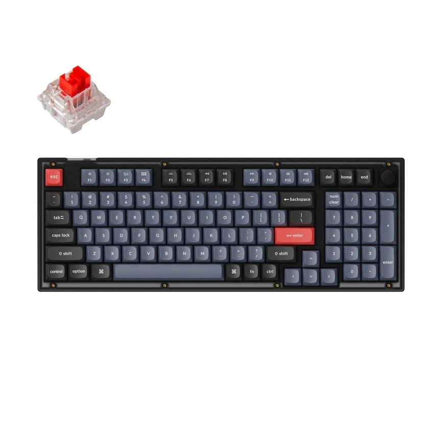 Клавиатура Keychron V5 100Key, K Pro Red, Hot-Swap, QMK, Knob, USB-A, EN/UKR, RGB, Frosted Black - фото №2 Клавиатура Keychron V5 100Key, K Pro Red, Hot-Swap, QMK, Knob, USB-A, EN/UKR, RGB, Frosted Black купить