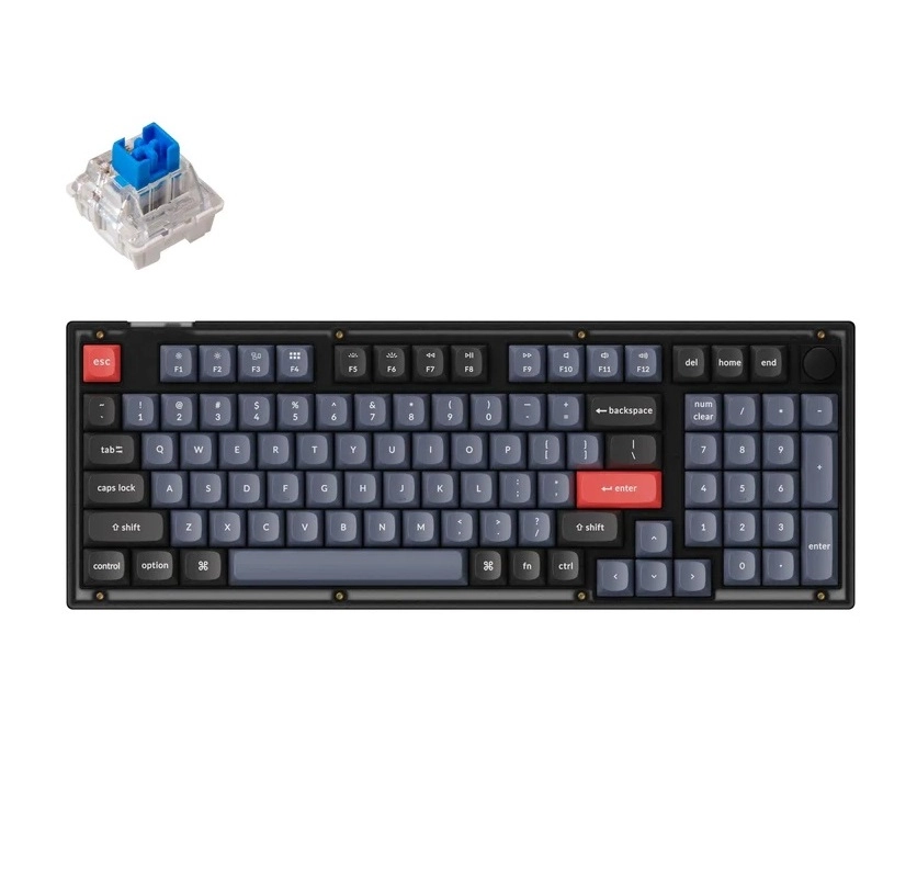 Klaviatura Keychron V5 100Key, K Pro Blue, Hot-Swap, QMK, Knob, USB-A, RGB, Frosted Black sotib olish