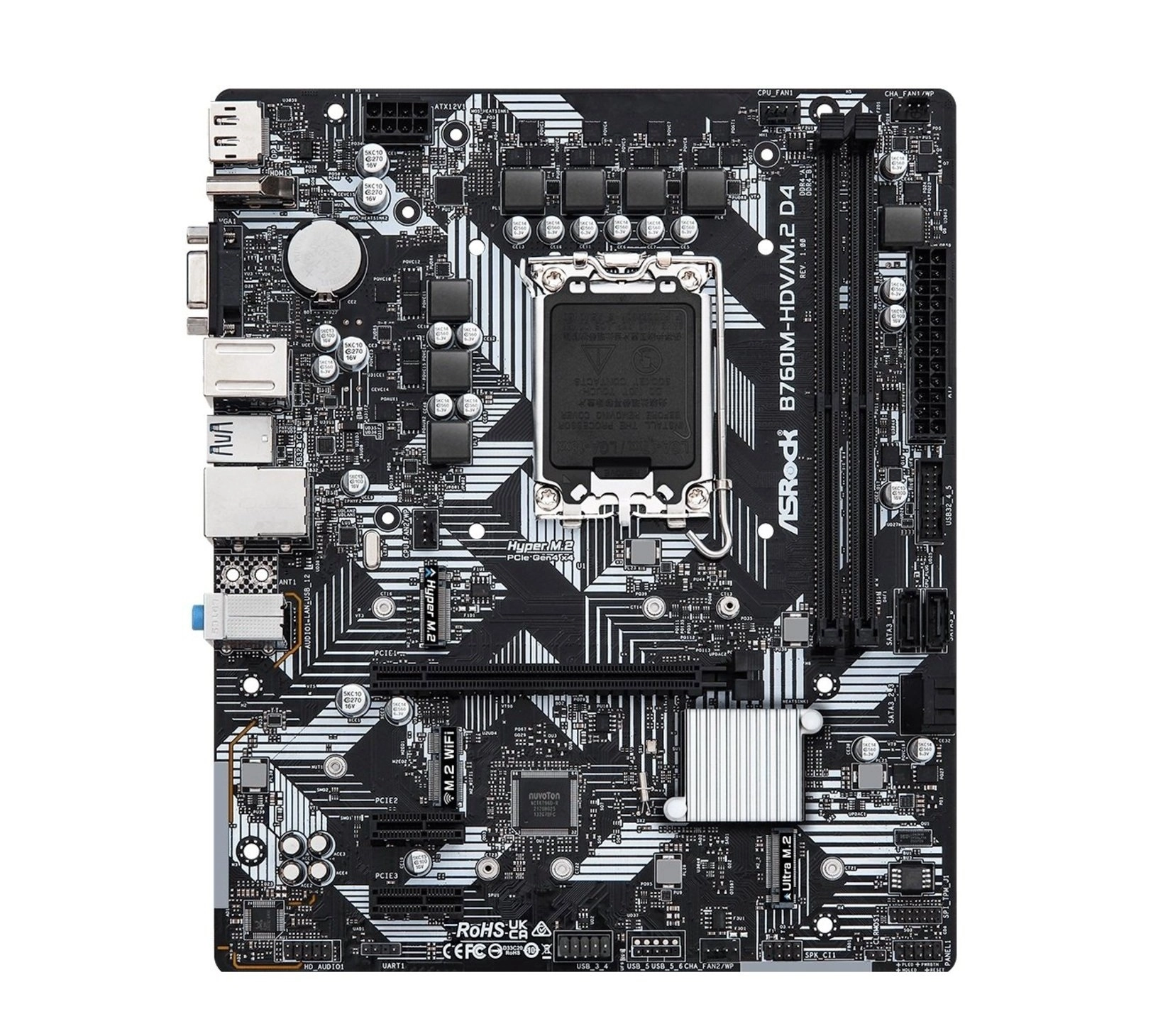 Материнская плата ASRock B760M-HDV/M.2 D4 (B760M-HDV/M.2_D4) - rasm №2 Материнская плата ASRock B760M-HDV/M.2 D4 (B760M-HDV/M.2_D4) sotib olish