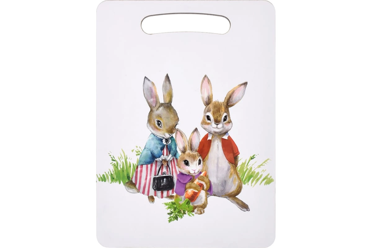 Разделочная доска MARMITON "Семейка зайцев", деревянная, 29x21x0.6 см 17649 sotib olish