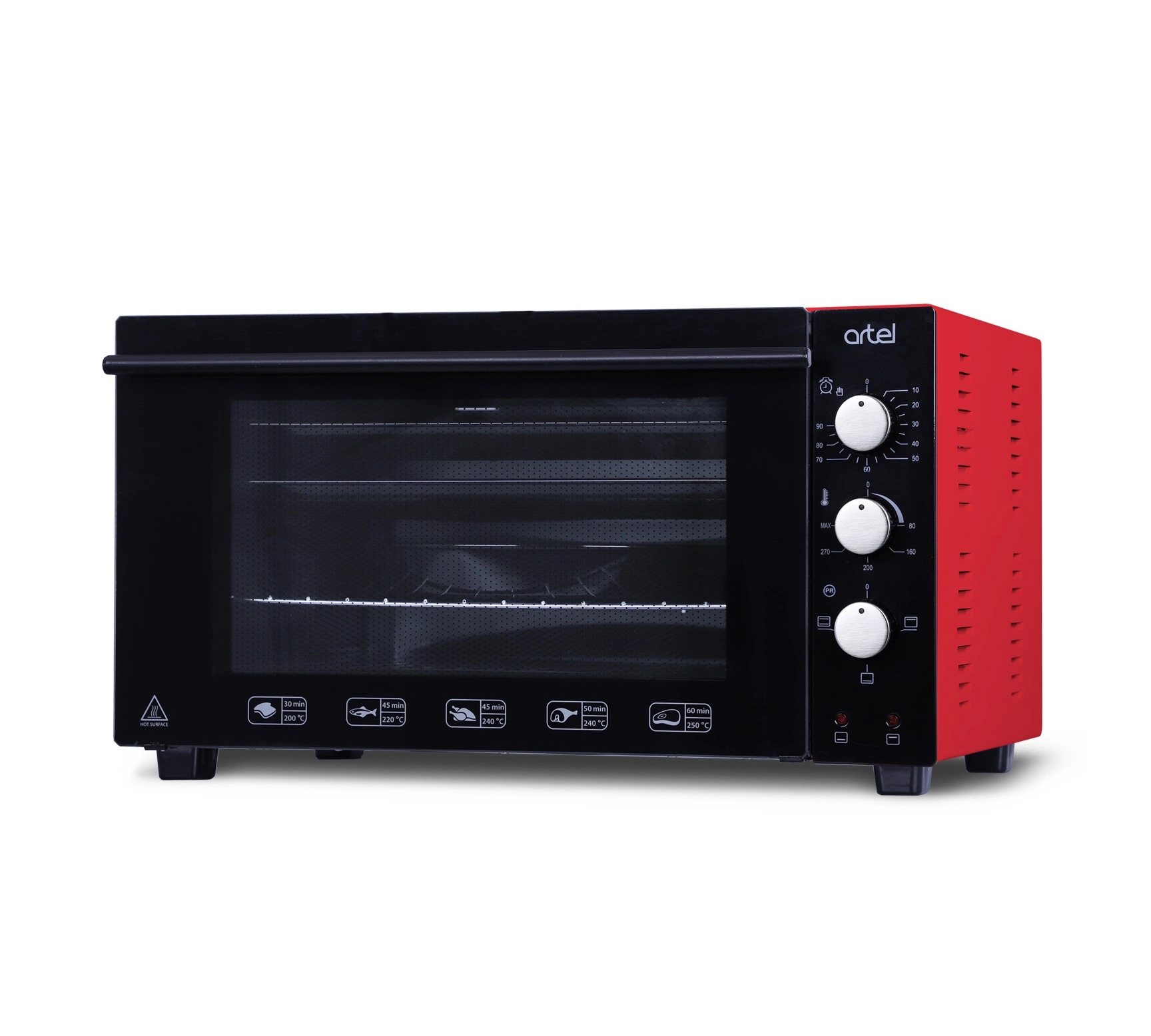 Mini-pech Artel MD-4218 E (Iqtisodiy, lampali) Qora-qizil sotib olish