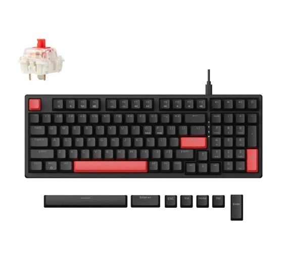 Lemokey X5 104 Key, Red, USB-A, QMK, EN/UZ/RU, Red Led, Qora klaviaturasi sotib olish