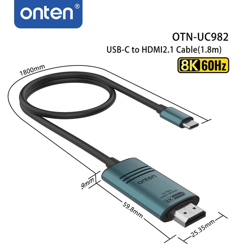 Кабель Onten OTN-UC982 USB-C to HDMI2.1 в Узбекистане