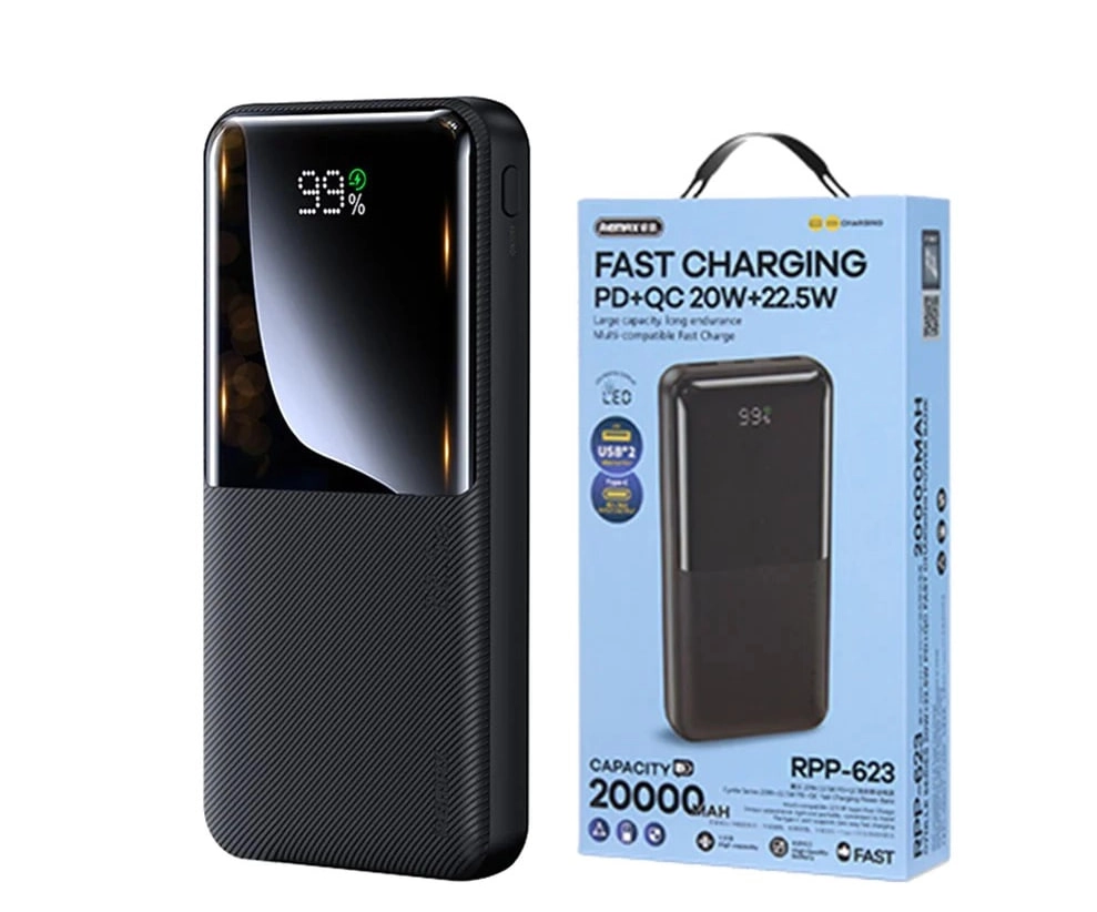 Remax RPP-623 20000mAh qora power banki arzon