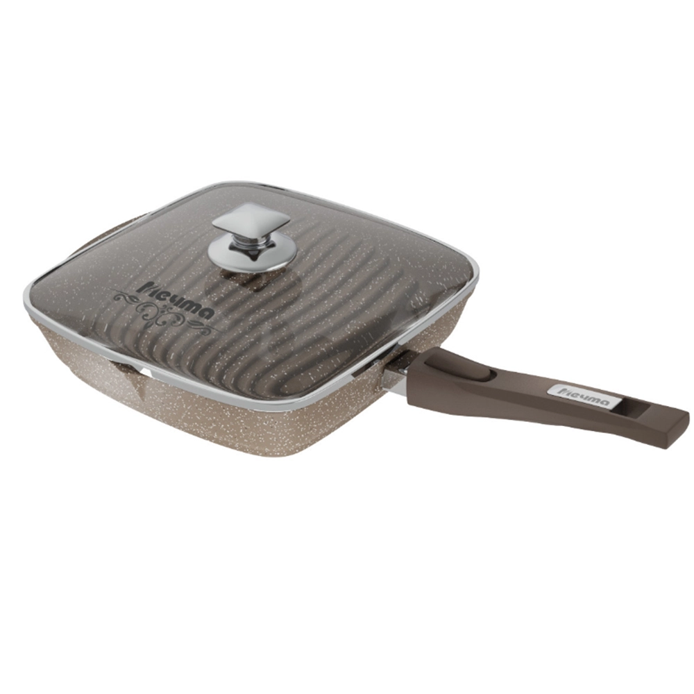 Сковорода Мечта квадрат съемной ручкой и крышкой коричневый (28см) купить