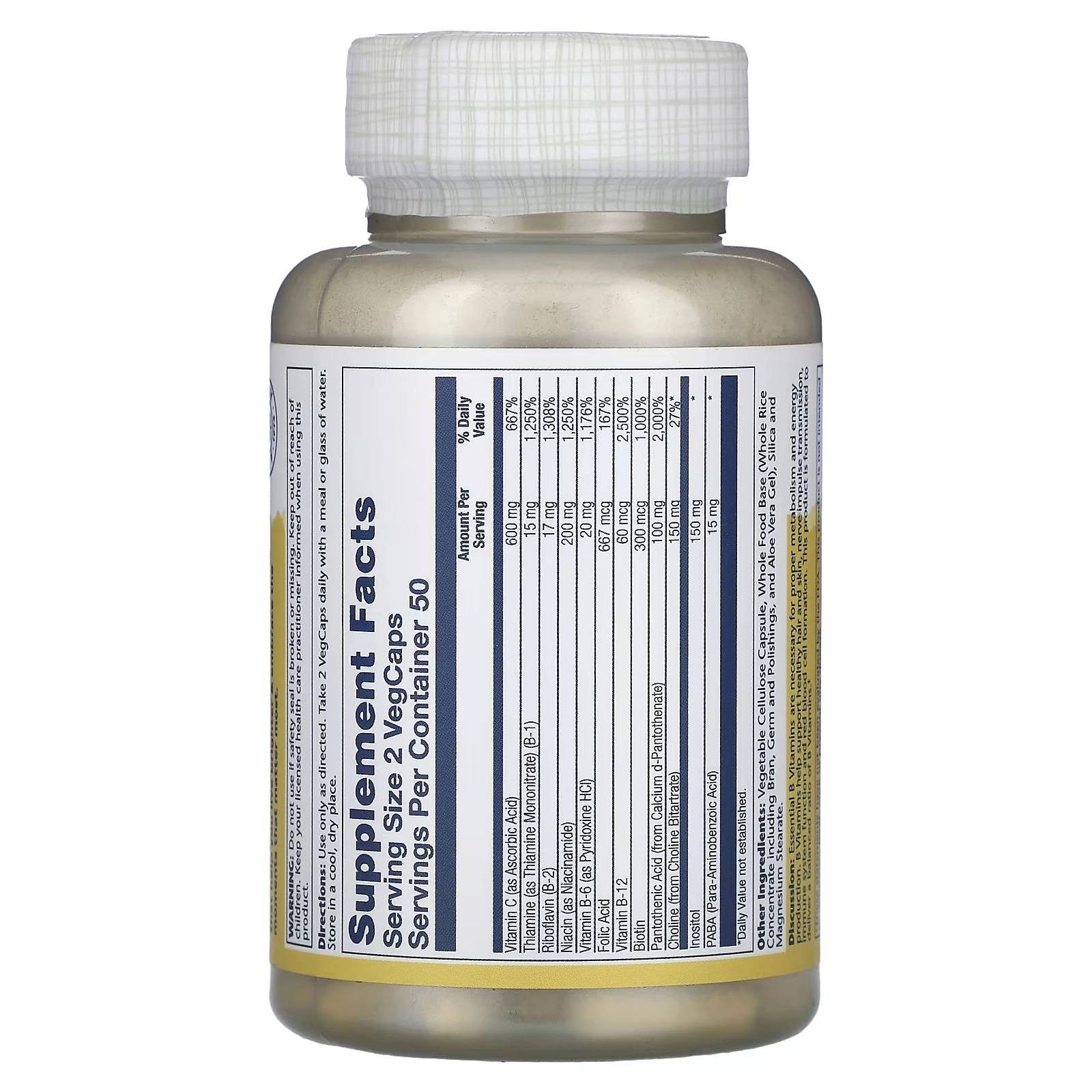 Solaray, Сбалансированный B-стресс с витамином C, 100 растительных капсул VegCaps (04215) - фото №3 Solaray, Сбалансированный B-стресс с витамином C, 100 растительных капсул VegCaps (04215) недорого