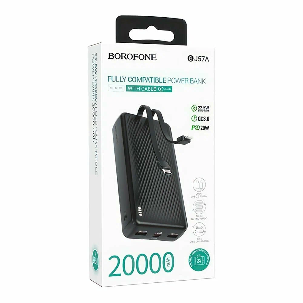 Borofone BJ57A 20000 mah tashqi akkumulyatori, Black O'zbekistonda