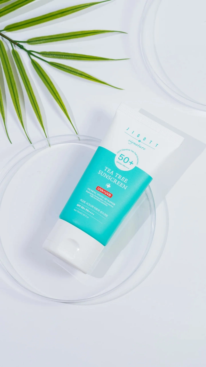 Jigott Signature Tea Tree Sunscreen 70ml   quyoshdan saqlovchi krem arzon