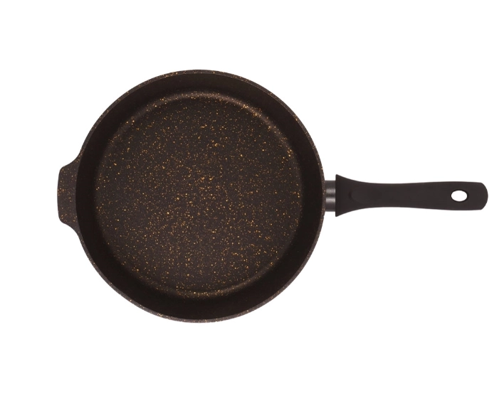 Сковорода глубокая 220мм с ручкой,со стекл.крышк, АП линия Грация (черный/золото) onlayn