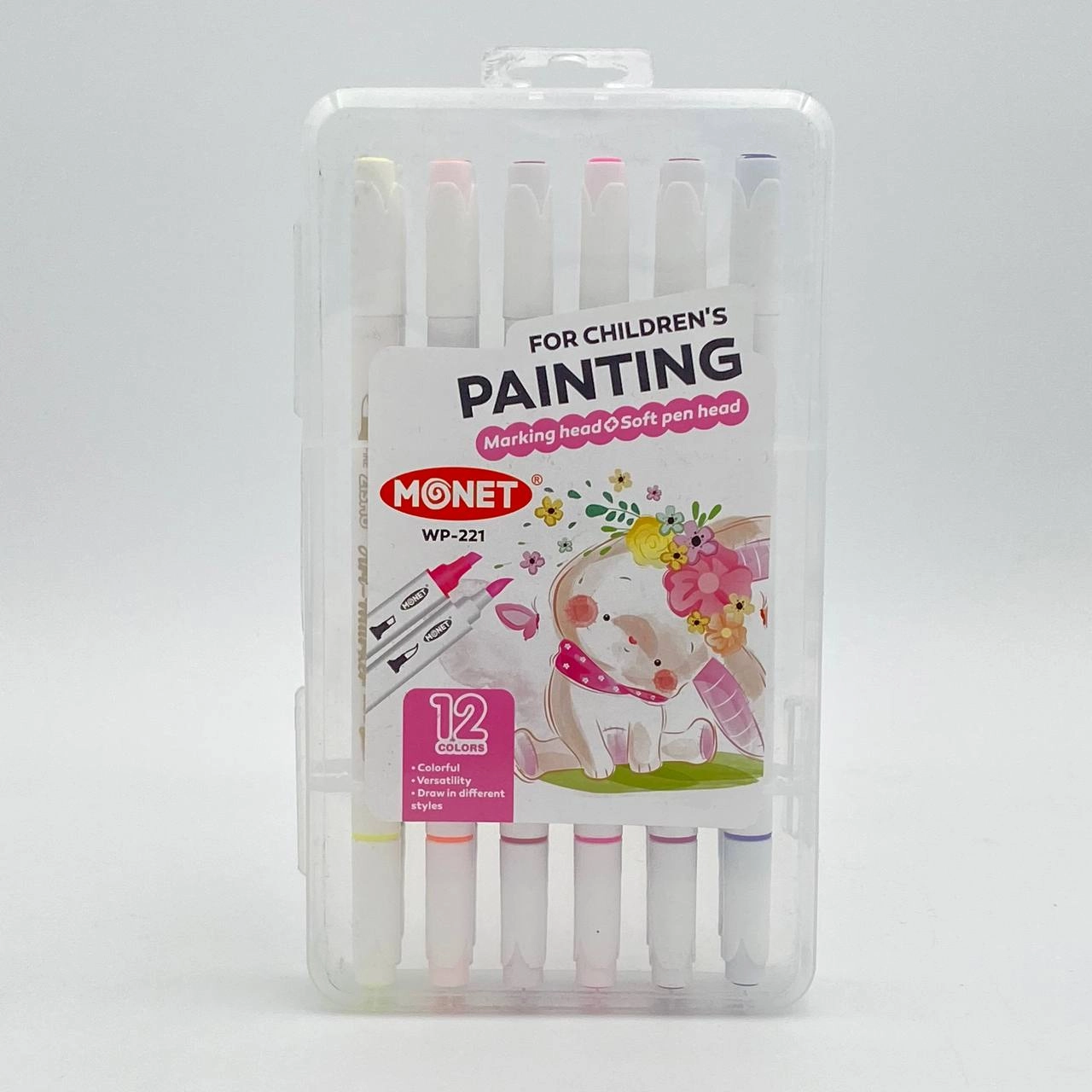 Flomasterlar 12 ta rangli WP-221 cho'tka/qirralangan uchi bilan sotib olish