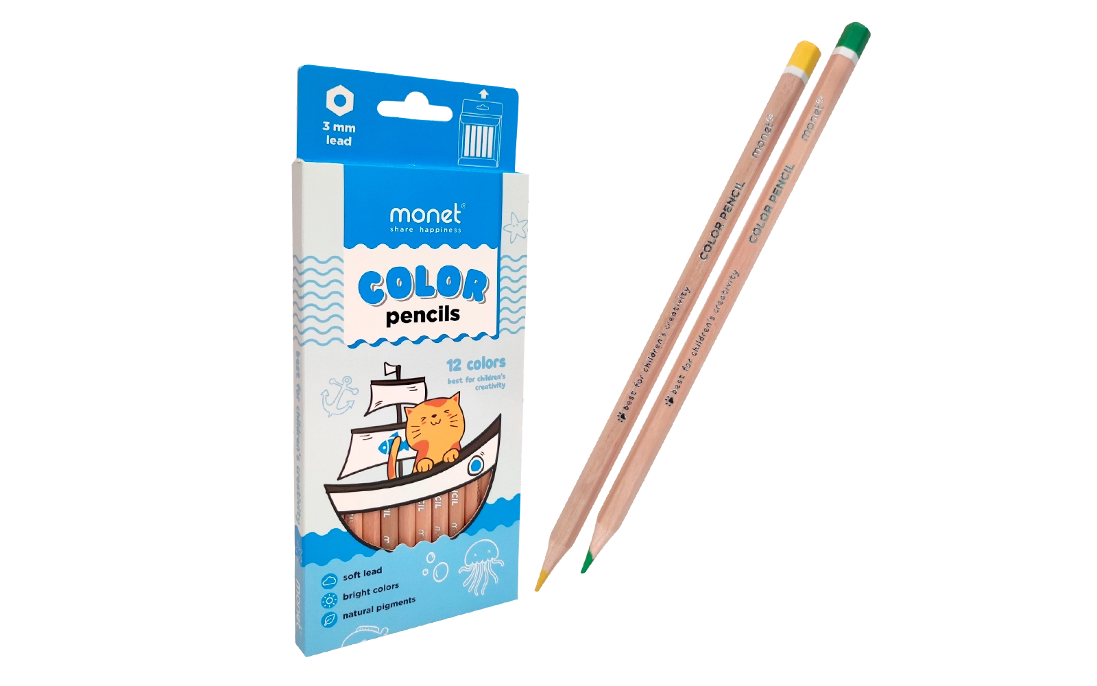 Qutidagi 12 dona MONET FUNNY CAT rangli qalamlari 2PN008 sotib olish