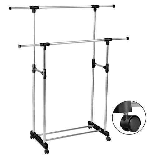 Double-pole clothes hanger – polga qo‘yiluvchi, ikkitalik ko‘chma kiyim ilgich - rasm №3 Double-pole clothes hanger – polga qo‘yiluvchi, ikkitalik ko‘chma kiyim ilgich arzon