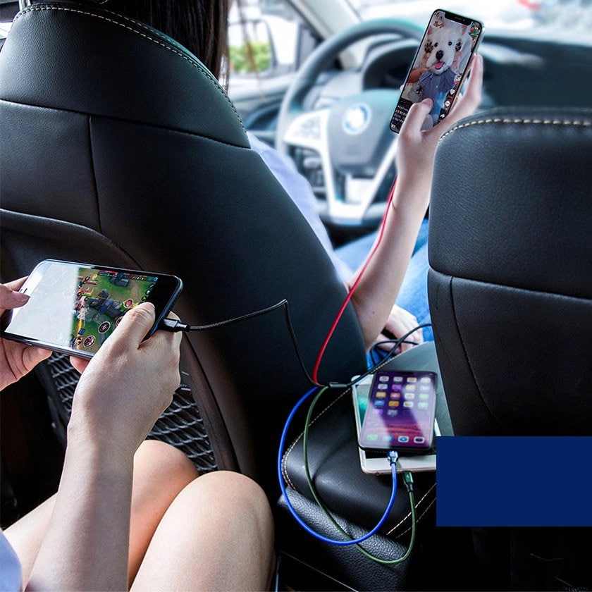 Baseus Rapid Series 4 in 1 USB to Lightning(2x)+Type-C+Micro 1.2m kabeli rasm bilan