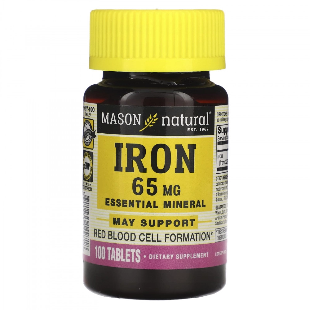 Mason Natural, temir, 65 mg, 100 ta tabletka (14971) sotib olish