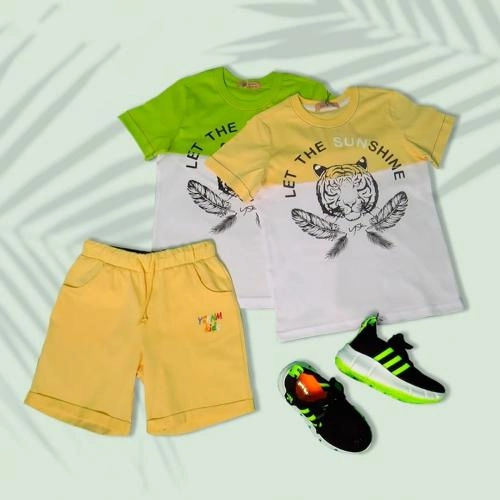 YSK 11109 (Green, Black, Yellow) bolalar futbolkasi arzon
