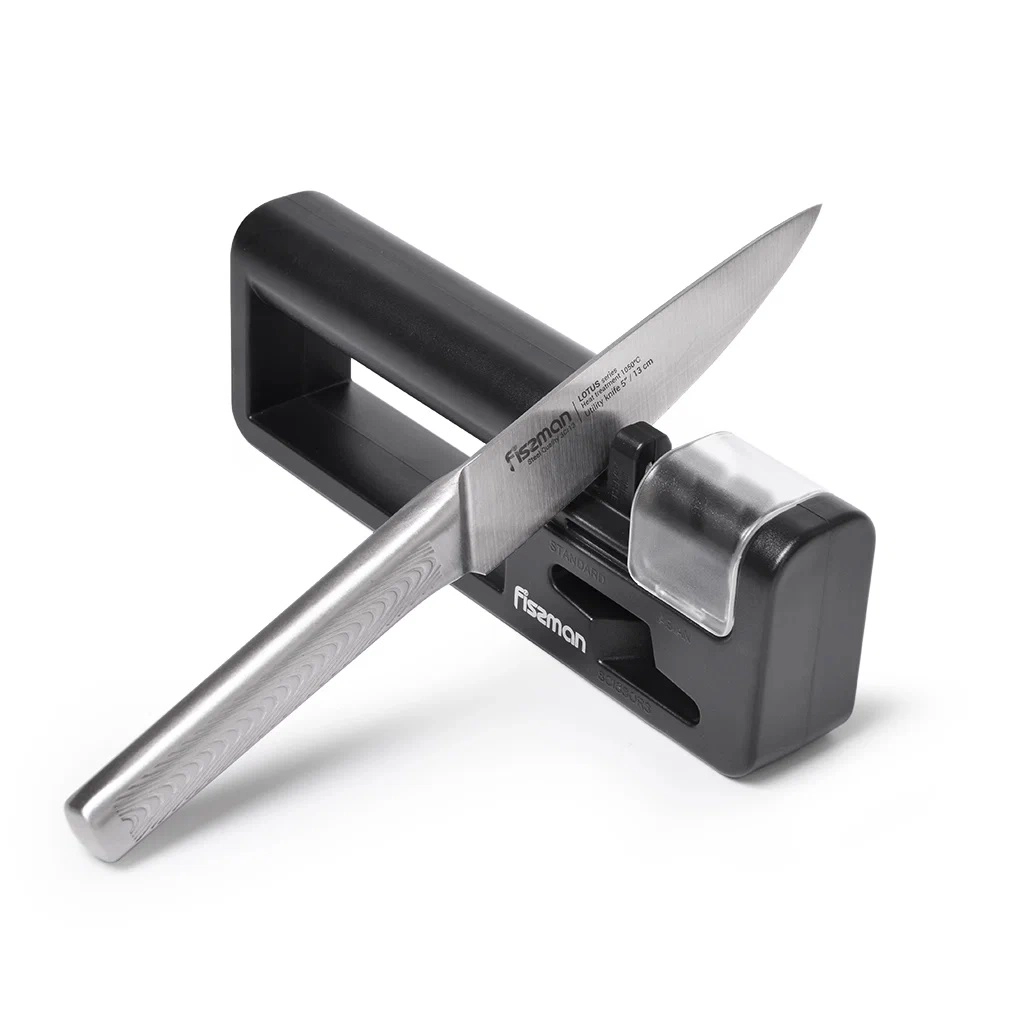 Точило Fissman для стандартных и азиатских ножей 20x4x7 см двухшаговой заточки (керамика и карбид) недорого