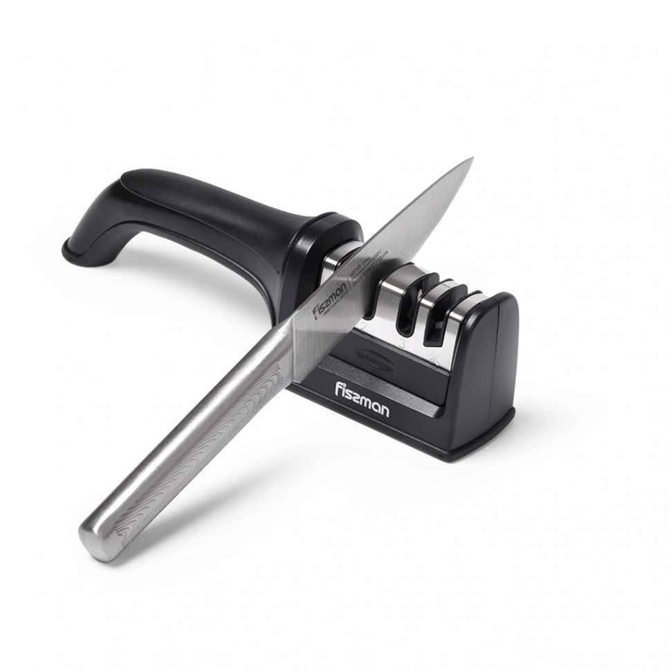 Pichoqlar uchun o'tkirlashtiruvchi Fissman 22x5x6 sm uch bosqichli o'tkirlash (keramika, karbid, olmos toshlari) arzon