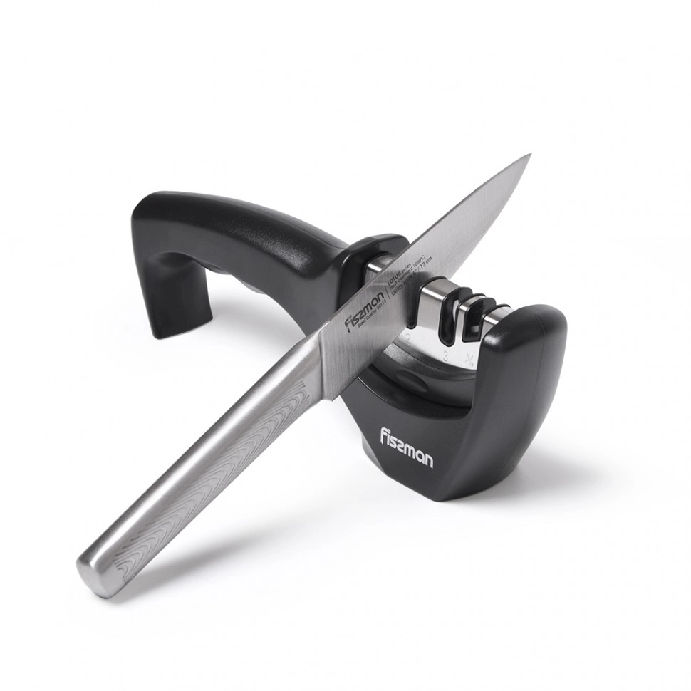 Точилка для ножей Fissman 21x5x7 см трехшаговой заточки (камни из керамики, карбида, алмаза) недорого