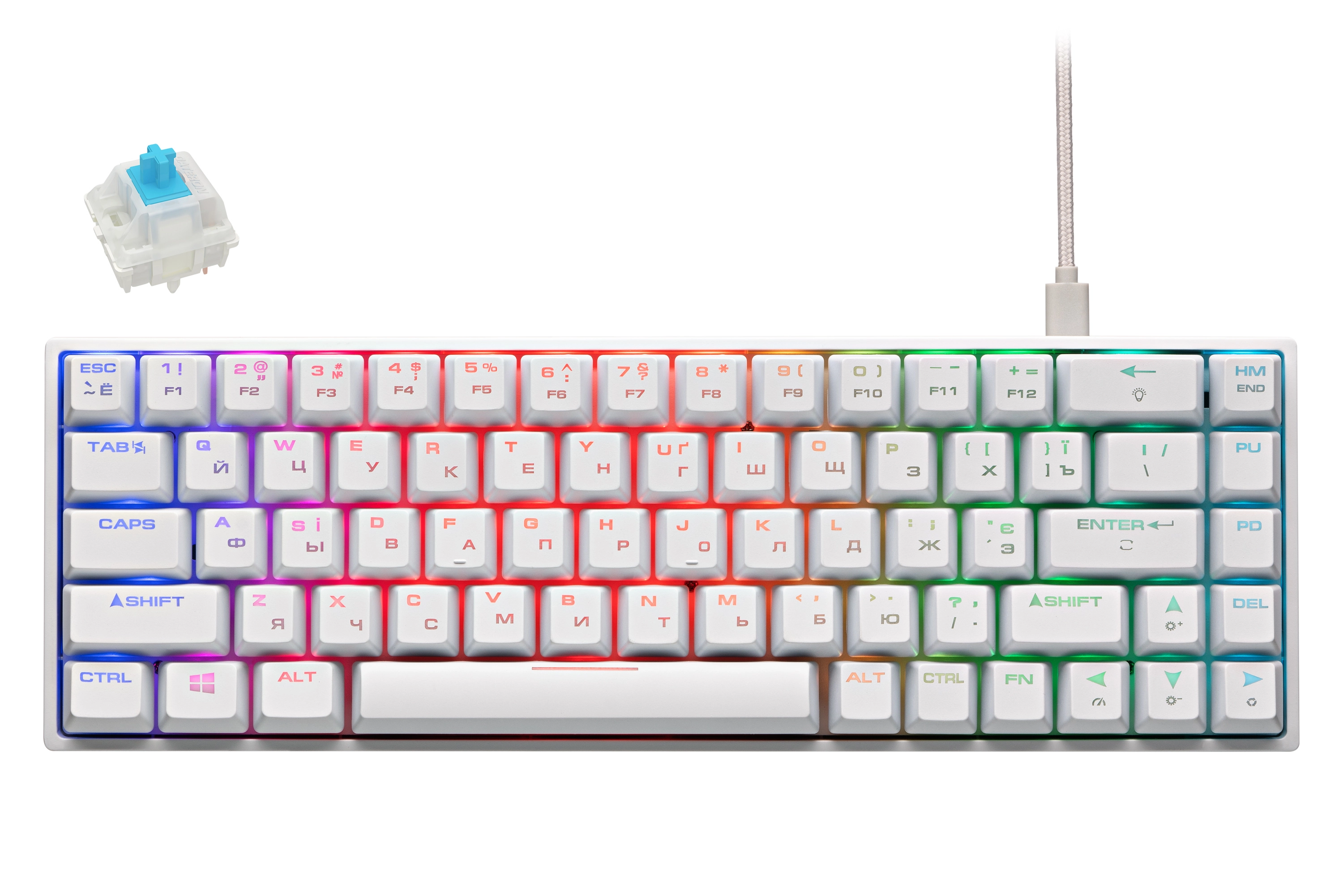 Клавиатура 2E Gaming KG370 RGB Gateron Blue Switch White Ukr недорого