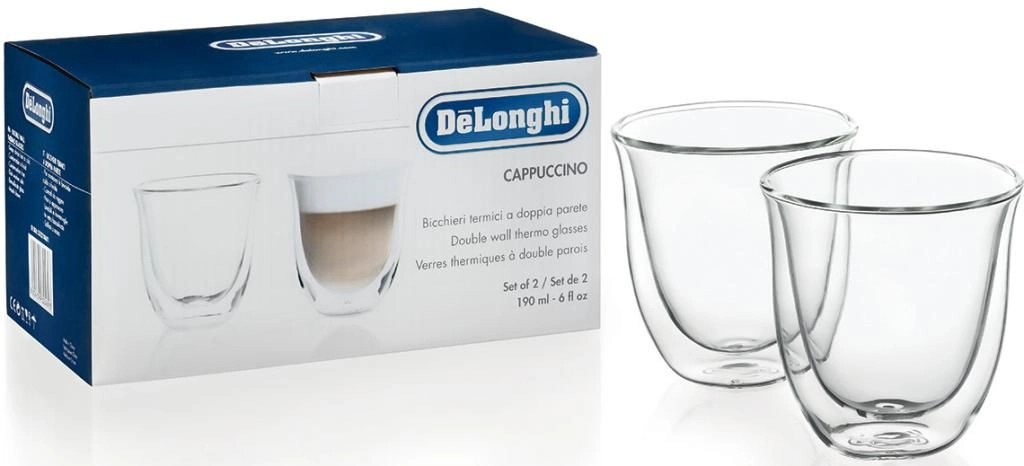 Набор стаканов для кофе DeLonghi DLSC 311 Cappuccino 190 мл (2 шт.) - фото №3 Набор стаканов для кофе DeLonghi DLSC 311 Cappuccino 190 мл (2 шт.) недорого