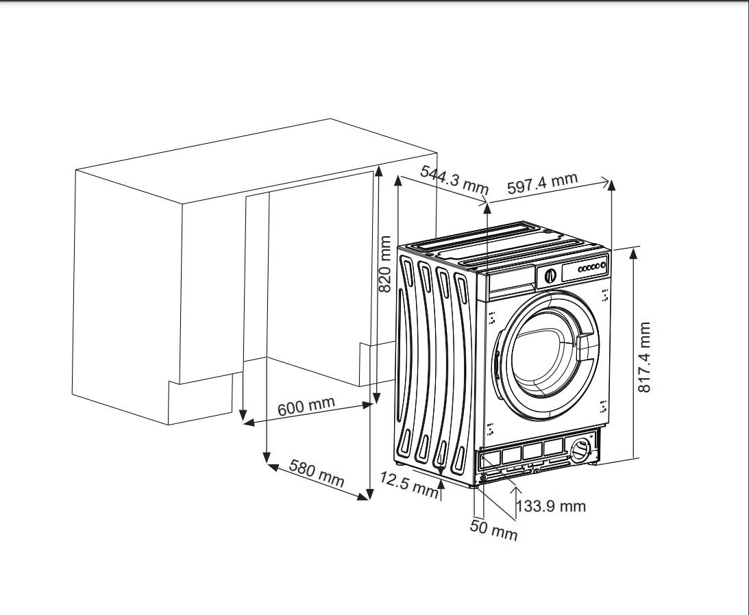 Hofmann WDM7514BI/HF (7/5 Kg, quritadigan) o'rnatiladigan kir yuvish mashinasi arzon