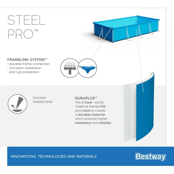 Bestway Steel Pro 56405b karkasli basseyni, 400x211x81 sm arzon