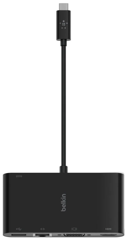 Адаптер Belkin USB-C (GB-ethernet HDMI VGA USB-A 3.0) черный (AVC004btBK) недорого