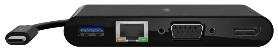 Переходник Belkin USB-C Multimedia Adapter (AVC005btBK) Gigabit Ethernet, USB-A 3.0, VGA, 4K HDMI (Black) недорого