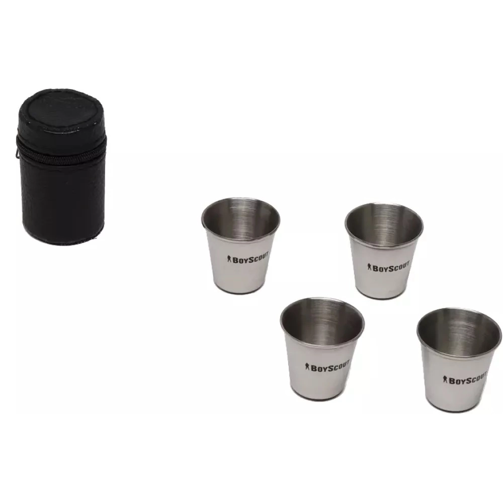 BoyScout qadahchalar to‘plami (zanglamas po‘latdan, 30 ml.dan 4 dona, g‘ilofda) arzon